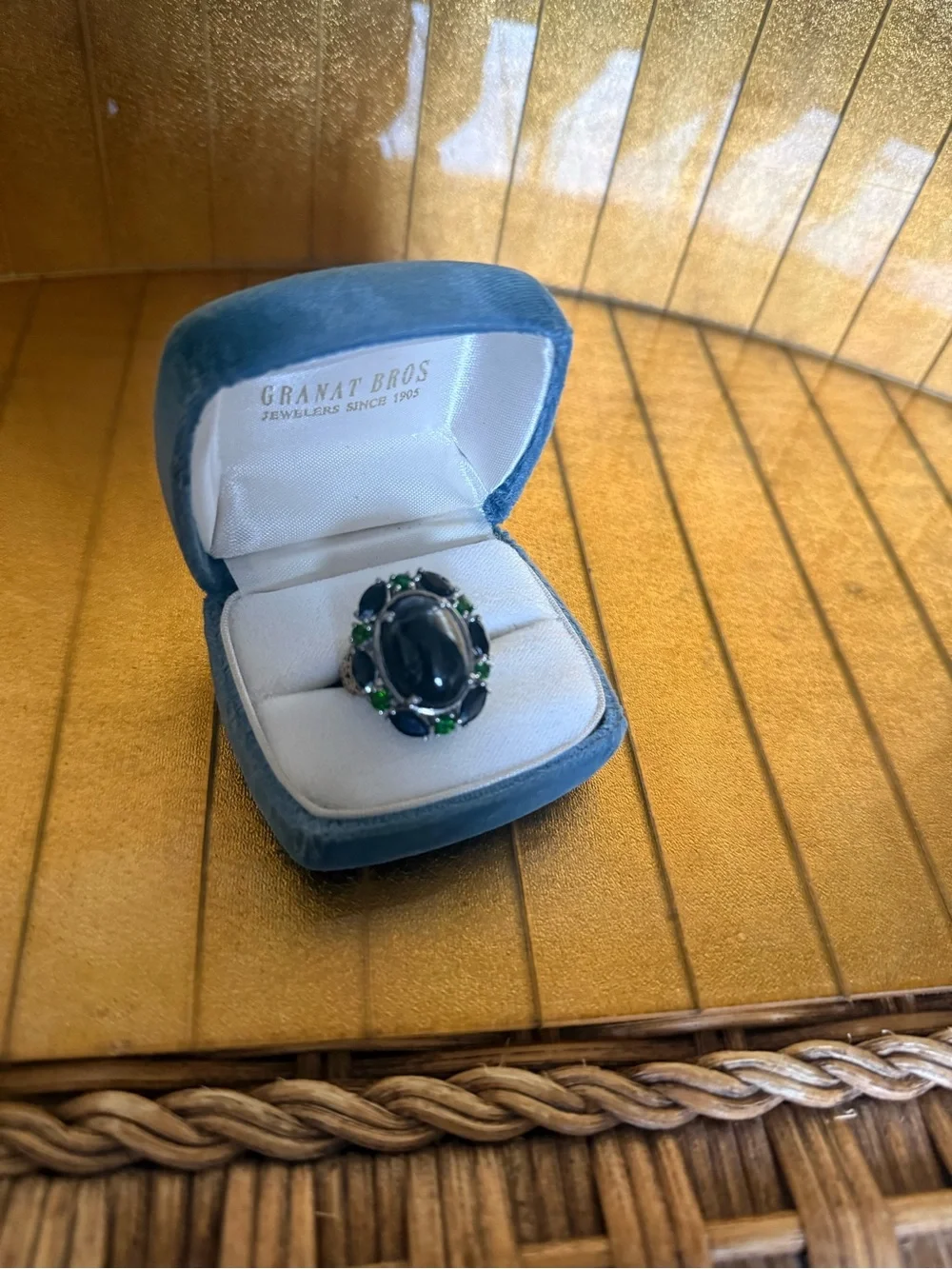 Sterling silver 925 Pardot Blackstar diopside ring